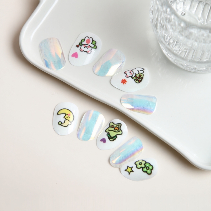 月亮小熊磷光电镀儿童穿戴甲安全环保欧美现货