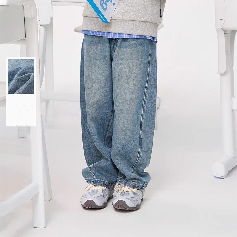 春秋男童牛仔裤中大童帅气潮范男孩宽松直筒裤儿童装耐磨百搭裤子