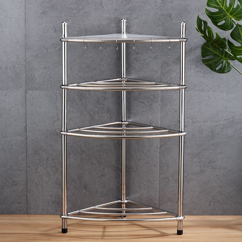 加厚不锈钢厨房置物架三角架卫生间脸盆架浴室收纳架多层落地锅架