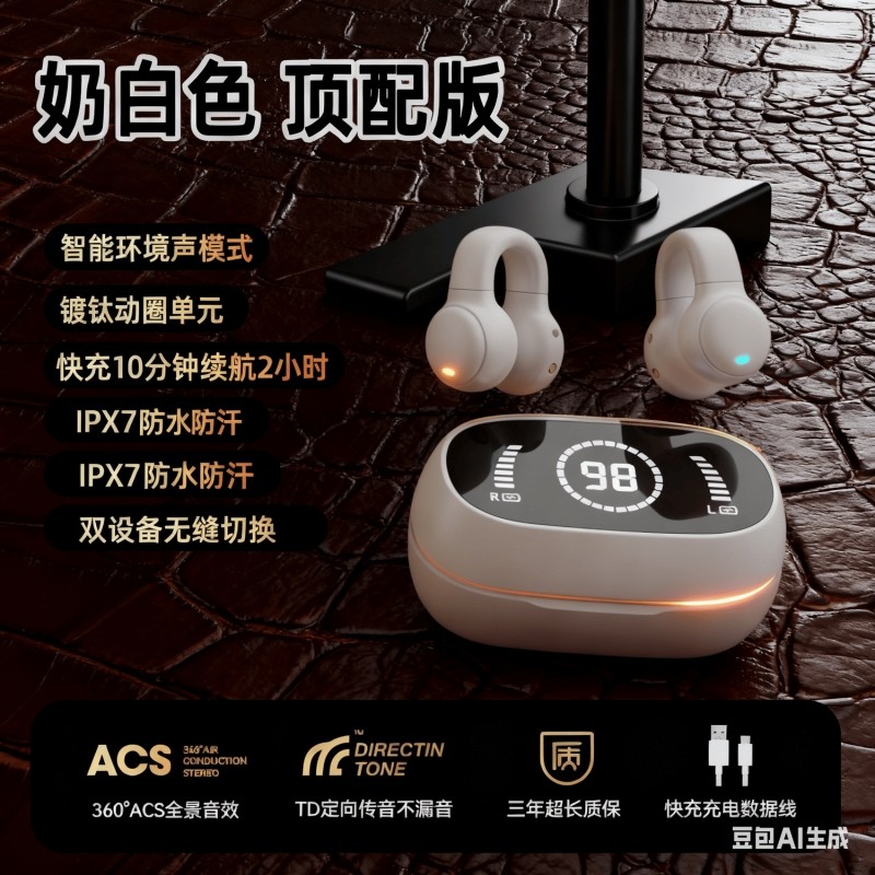 数显耳挂耳夹式无线蓝牙耳机气骨传导开放不入耳运动专用2025新款,影音电器,蓝牙耳机,淘宝优惠券,粉丝福利购,淘宝优惠卷