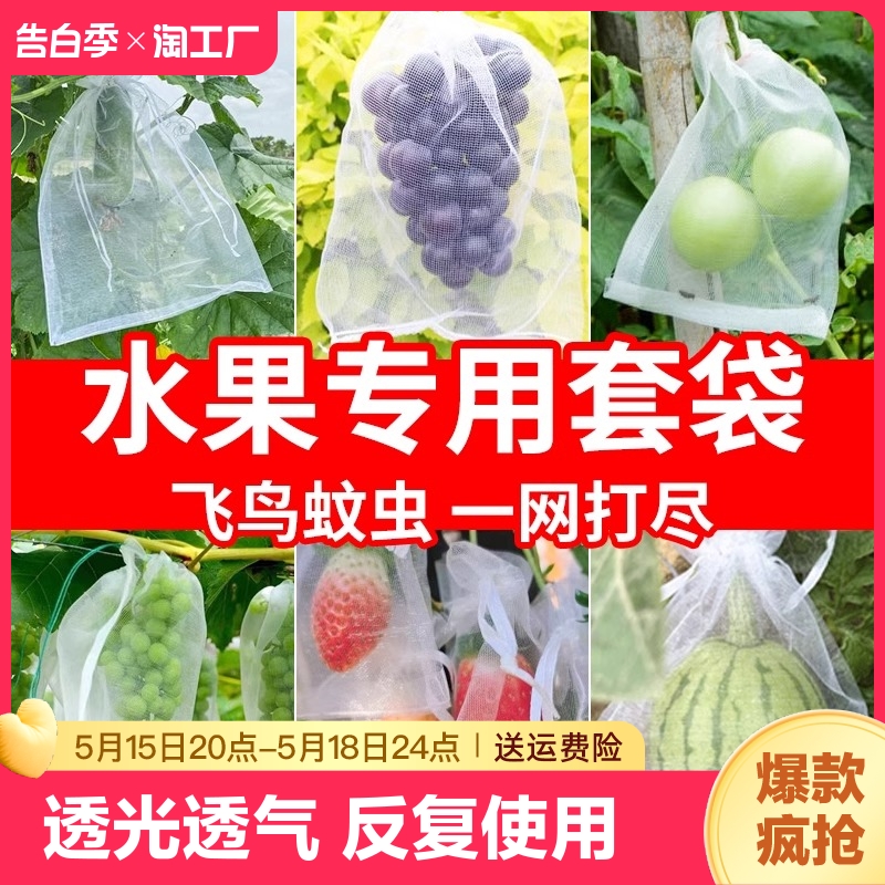 果树防虫网袋防鸟纱网袋保护葡萄袋无花果番石榴草莓套袋桃子套袋