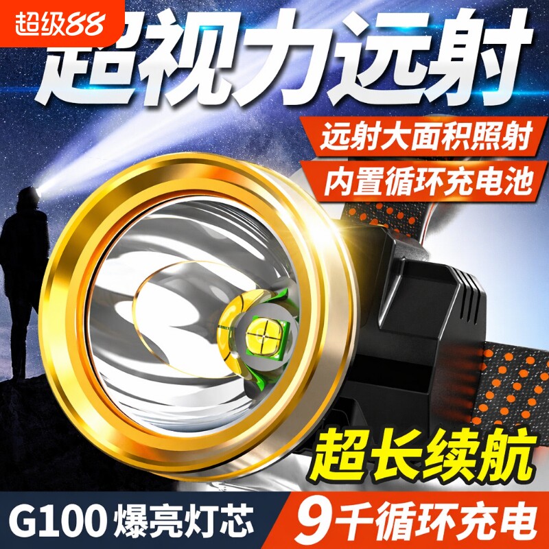 公牛适用头灯强光超亮头戴式手电筒户外家用远射充电夜钓鱼大锂电图片