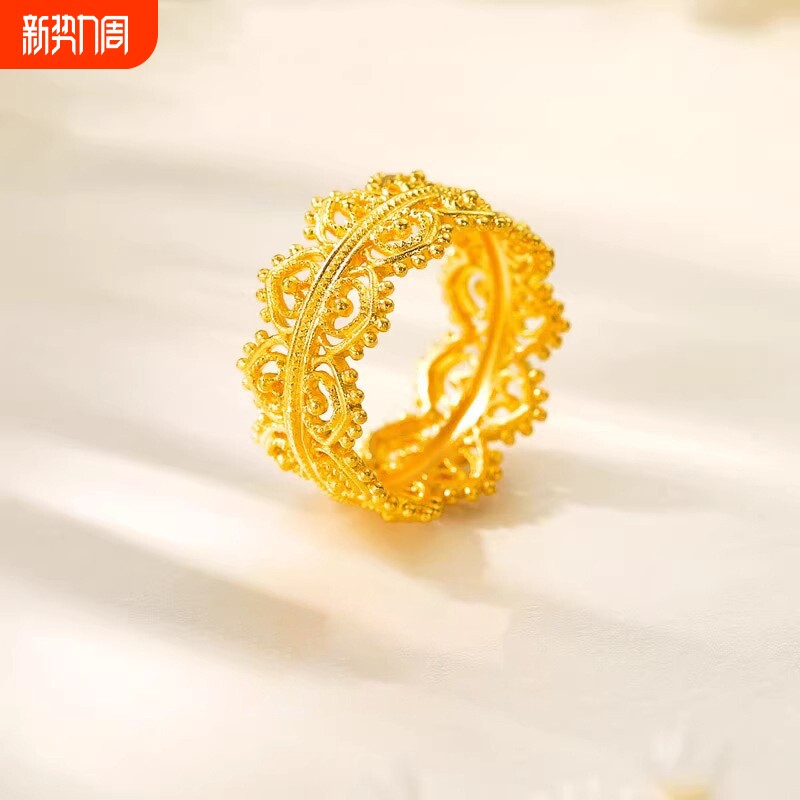 新中式金色镂空皇冠戒指女复古宫廷风轻奢精致小众国风高级感指环