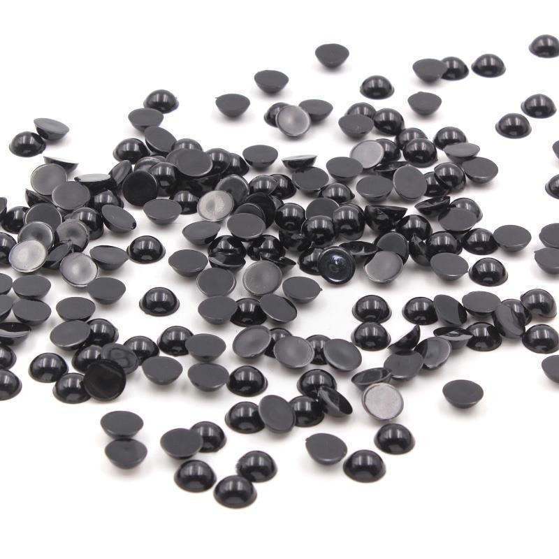 塑料平底半圆黑色仿仿珍珠饰品