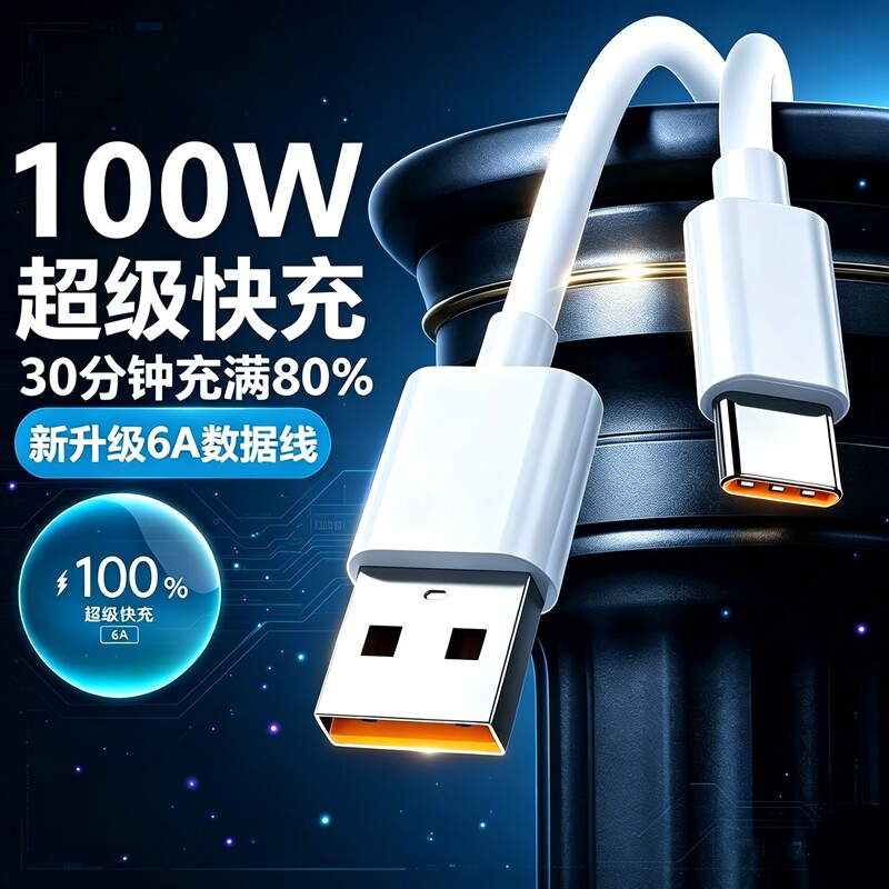Typec数据线6A超级快充原装图片