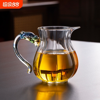 玻璃洛神公道杯茶具公杯高级耐高温耐热茶海分茶器高硼硅龙把茶漏