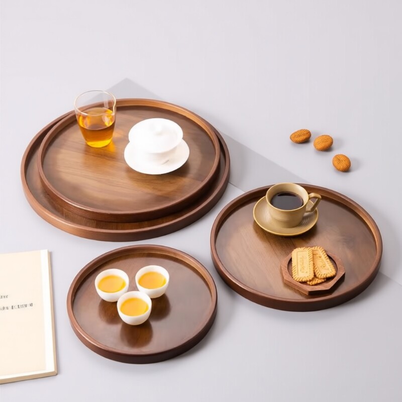 简约餐厅酒店点心盘多功能家用收纳盘水果蛋糕零食餐盘竹木茶盘