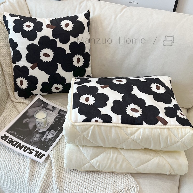 满座黑色花朵抱枕毯被子两用午睡毯沙发靠垫空调被办公室午睡毯子,居家布艺,抱枕被,淘宝优惠券,粉丝福利购,淘宝优惠卷