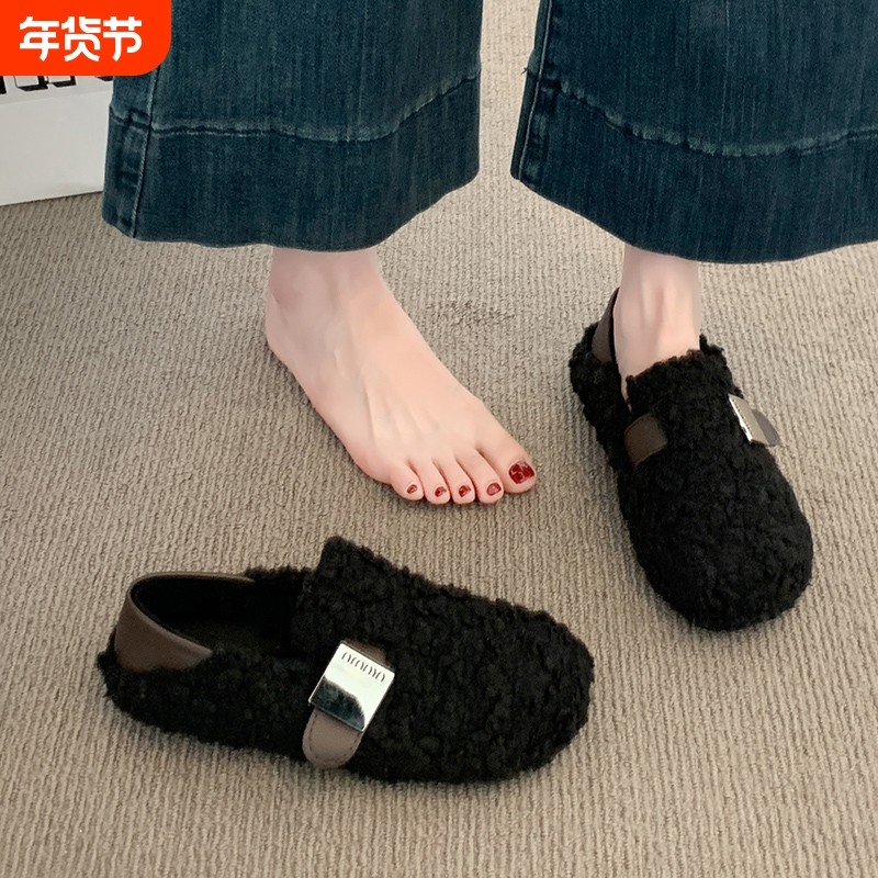 雪地靴女款2025冬季新款一脚蹬晚晚鞋外出百搭加绒毛毛鞋休闲棉鞋,女鞋,棉鞋,淘宝优惠券,粉丝福利购,淘宝优惠卷