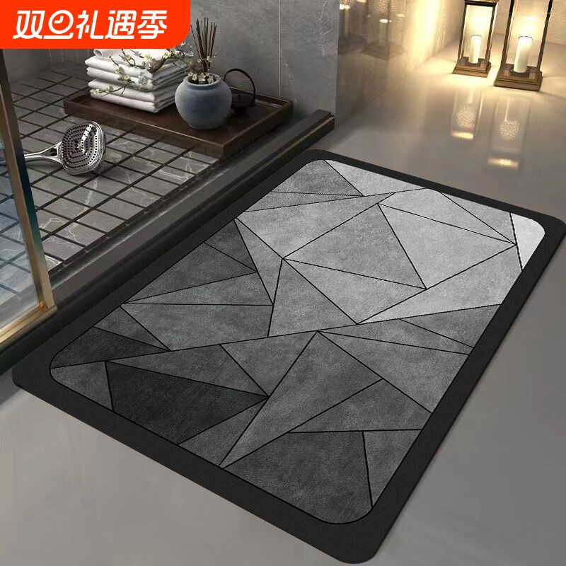 硅藻泥加厚吸水地垫橡胶底防滑脚垫轻奢浴室门口耐脏速干进门家用