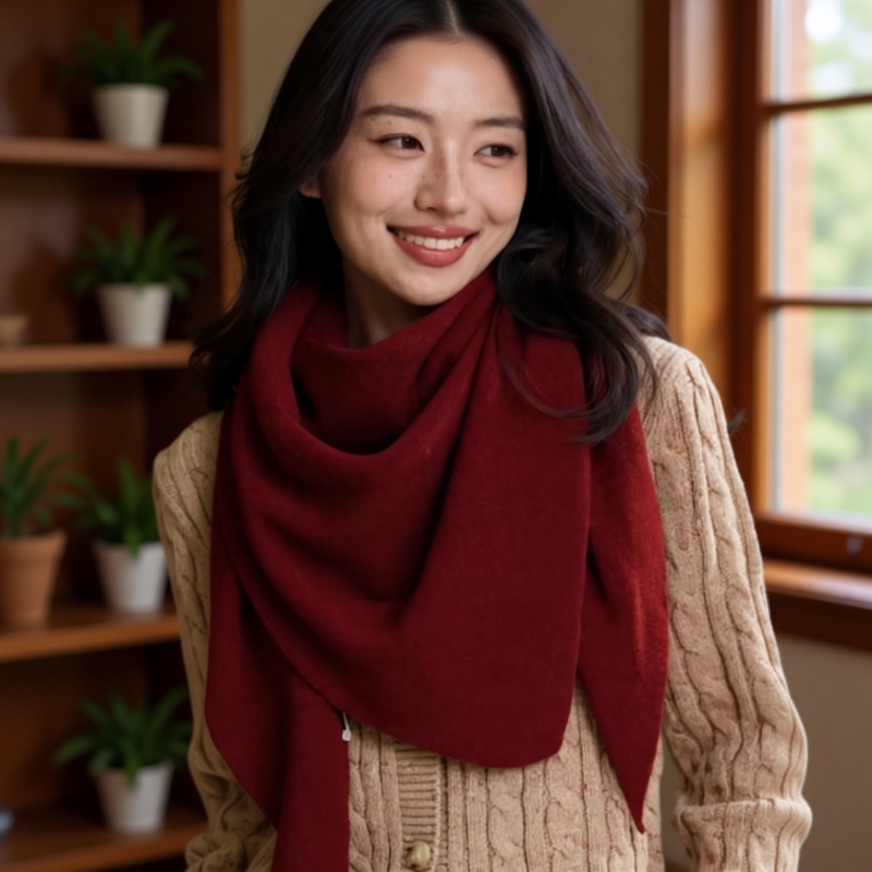 秋冬季三角披肩休闲女性100%羊毛