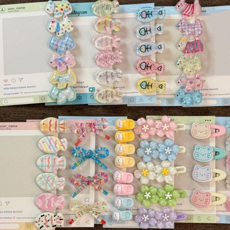 少女奶油拖鞋蝴蝶结刘海小狗鲷鱼小鱼发夹樱花甜美ins可爱卡通夹