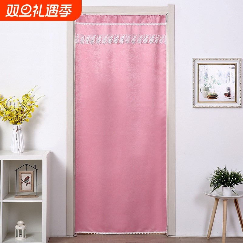 布艺门帘遮光隔断帘家用空调卧室卫生间厨房试衣间免打孔窗帘装饰