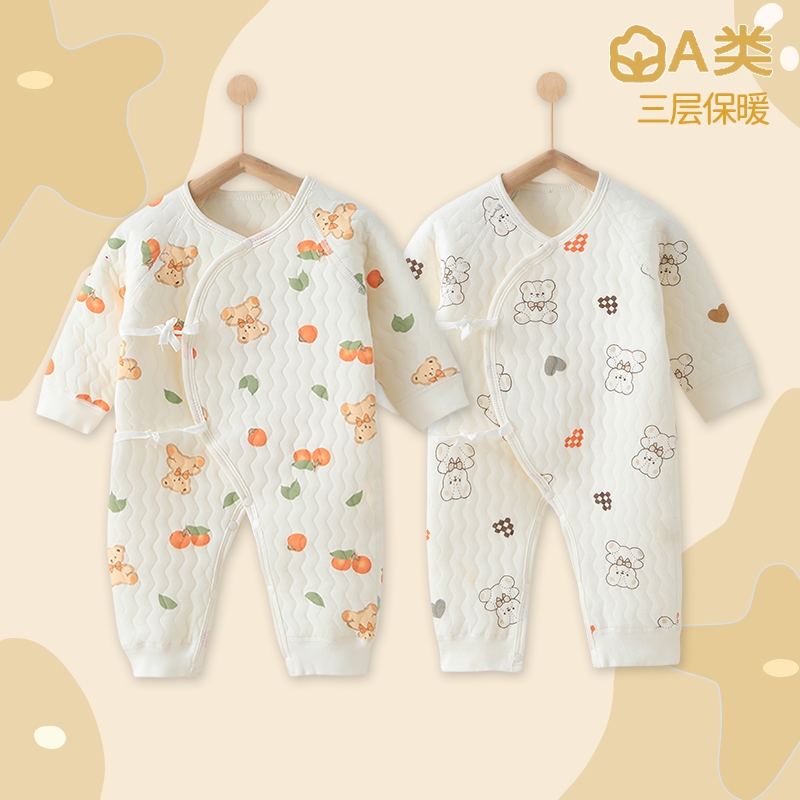 新生婴儿连体衣春秋保暖冬季夹棉