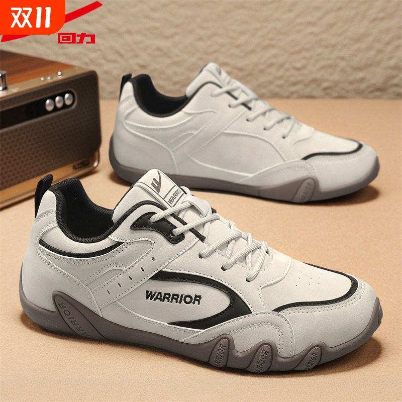 回力男鞋2025新款秋季男士赛车德训鞋皮面防水休闲运动鞋薄底板鞋