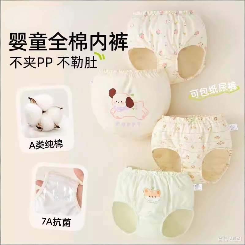 A类棉柔面包裤女童内裤儿童小女孩中小童三角短裤婴幼儿底裤