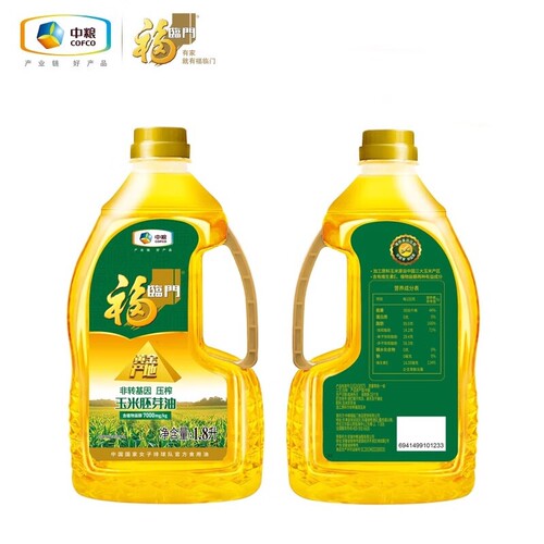 中粮福临门黄金产地玉米油食用油1.8L*1瓶非转基因压榨胚芽植物