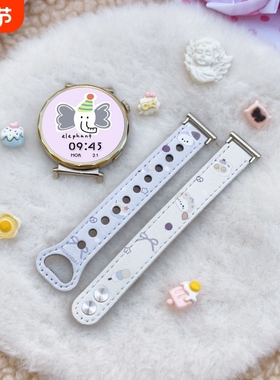 新款适用小米watch S4手表带s3/2/1皮质5彩印41mm创意腕带color2/1蓝色18mm配件