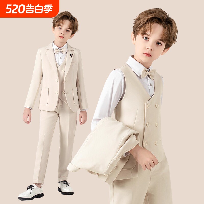 儿童西装礼服秋季新款英伦绅士纯色小西服男童钢琴主持合唱演出服