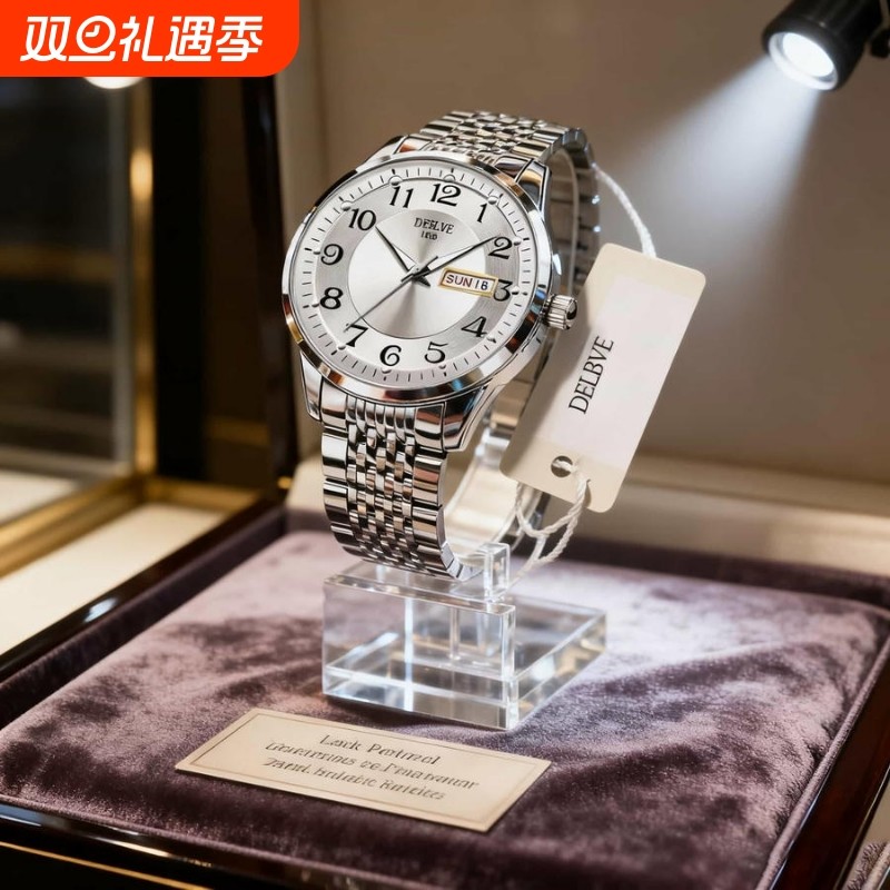 全自动男表手表男款机械风全自动防水数字双日历防水腕表男高级感