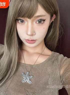 复古哥特风银色镶钻海星项链Y2K亚文化甜酷辣妹锁骨链颈链毛衣链