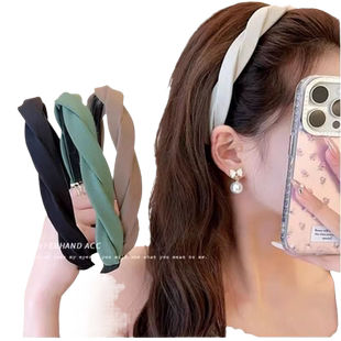 发箍女洗脸带齿麻花头箍新款防滑缎面发带女款夏季压发卡头饰