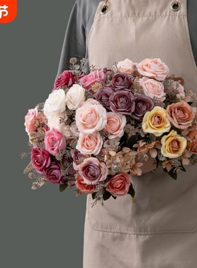 【促销中】照篱玫瑰束仿真花家居装饰假花手捧花玫瑰花墙MW95007