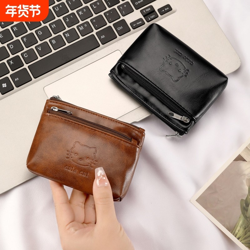 新款真软皮复古KT猫零钱包防磁卡包大容量硬币包三合一收纳小钱包,箱包皮具/热销女包/男包,钱包,淘宝优惠券,粉丝福利购,淘宝优惠卷