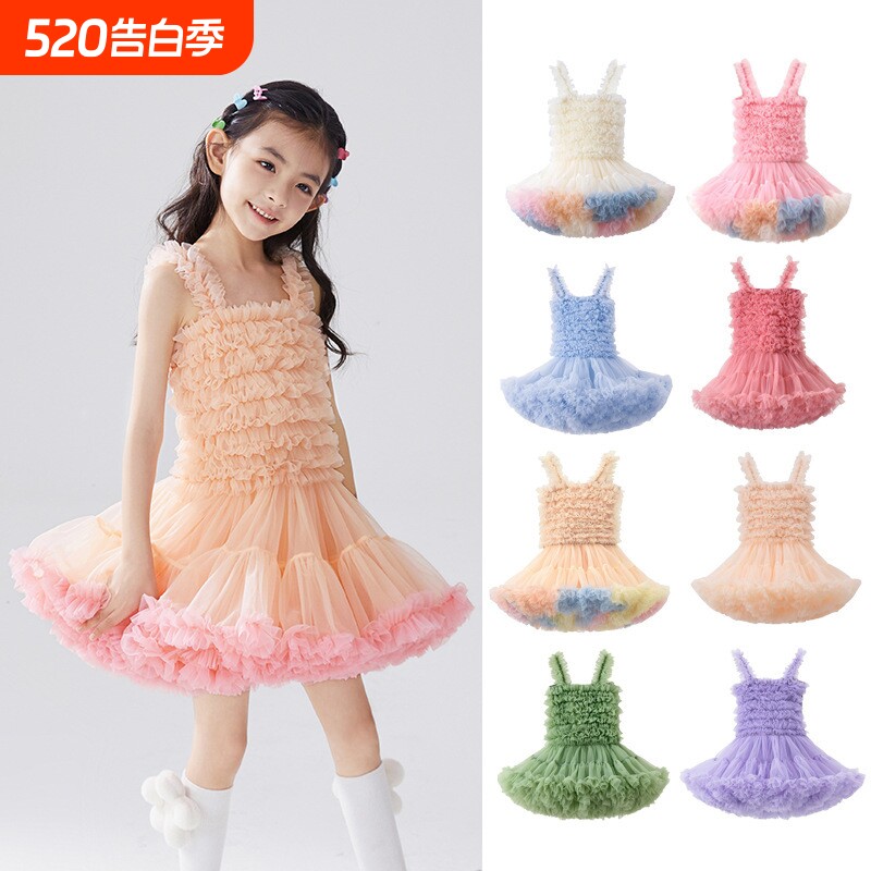 兔兔裙女童tutu宝宝连衣裙蓬蓬纱儿童公主裙礼服新款纯棉红色粉色