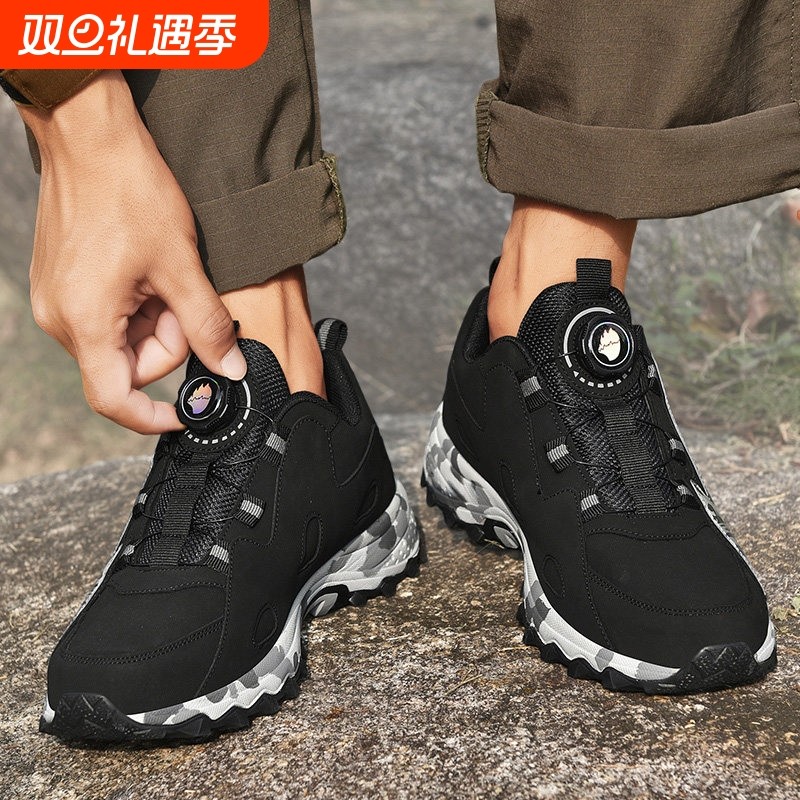 青少年男鞋夏季加绒保暖二棉鞋男款学生旋转纽扣免系鞋带运动鞋