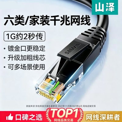 山泽超六类千兆家用网线电脑网络