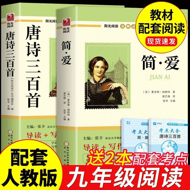 唐诗三百首简爱儒林外史水浒传正版原著初中生九年级上下册艾青诗选课外书配套人教版人民红岩书cj中国青年出版社教育