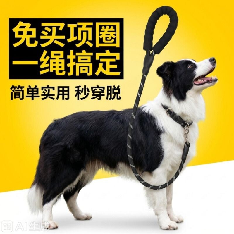 遛狗牵引绳防爆冲p链金毛泰迪训练狗链可伸缩小中大型TJ防咬项圈