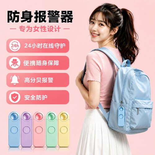 女子防身报警器智能便携防护防狼神器夜跑独居户外求救通勤必备