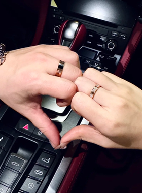 钉子戒指男女18K玫瑰金love满天星情侣对戒指环黄金宽版白金独特