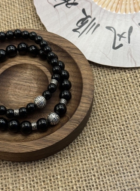 2026年新款复古黑色原创饰品小众转运珠幸运绳男女情侣款手链礼物