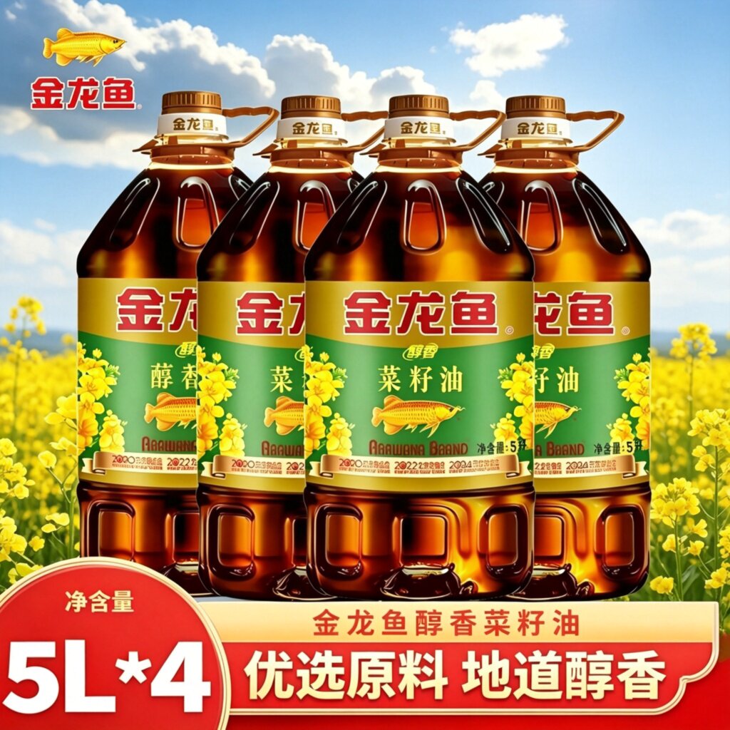 金龙鱼醇香菜籽油5L*4桶整箱批发图片