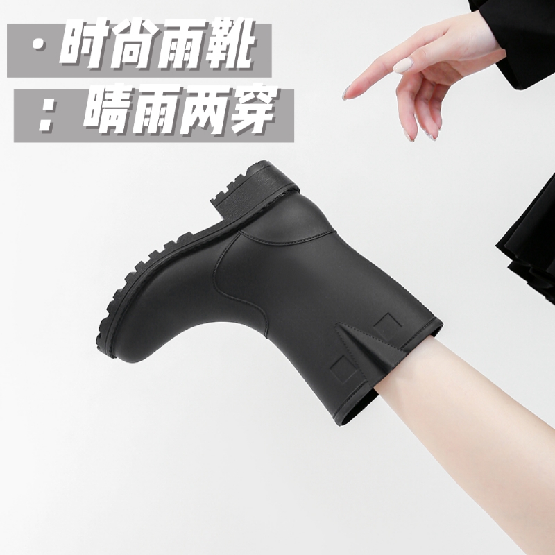 通勤中筒雨靴厨房防滑胶鞋一体成型雨鞋女时尚防水鞋秋冬加绒套鞋