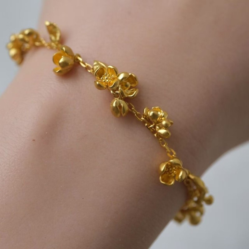 「繁花」金色桂花手链新中式复古小众幸运有钱花手饰新款串珠镀金