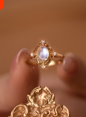 法式复古轻奢镂空蕾丝镶嵌开口戒指女温柔清新浪漫氛围感精致指环