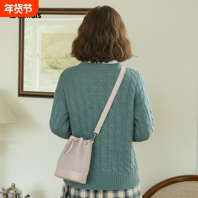 ONIMALS斜挎水桶包女新款高级感小众设计师单肩菜篮子手提包N