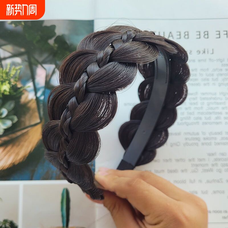 假发鱼骨辫发箍女加宽葫芦辫发窟仿真高颅顶遮发缝夹心麻花辫压发