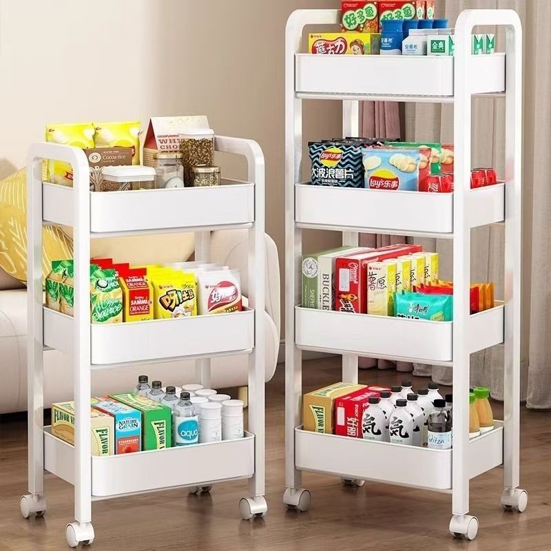 加厚碳钢小推车置物架厨房客厅落地移动卧室多层浴室收纳储物架子