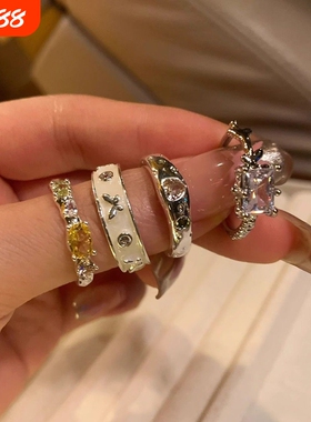 店主推荐戒指女小众设计时尚个性ins指环轻奢高级感食指戒女锆石
