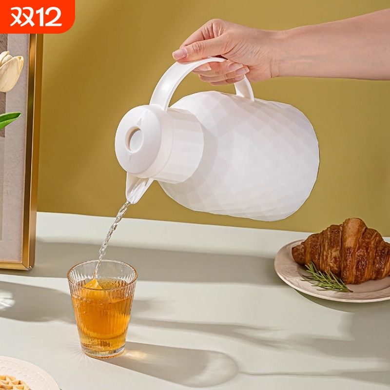 保温壶按压出水家用大容量保温瓶便携玻璃内胆水壶学生热水壶显示