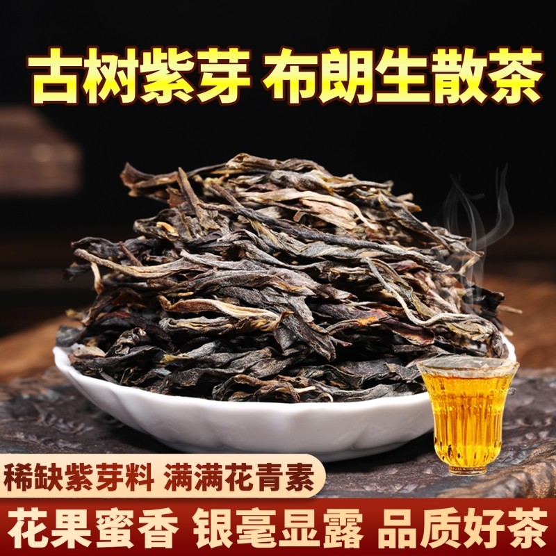 紫芽古树普洱茶生茶云南生普散茶叶礼盒装官方旗舰店口粮茶自己喝