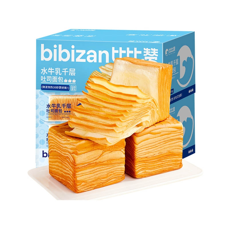 比比赞水牛乳千层吐司300g*1箱