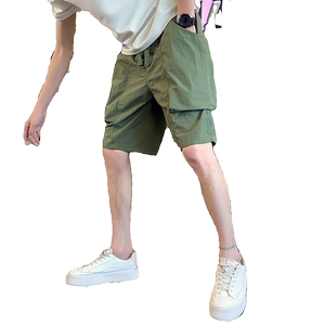 工装短裤男夏季休闲中裤子2023新款潮牌五分裤军绿色大口袋大裤衩