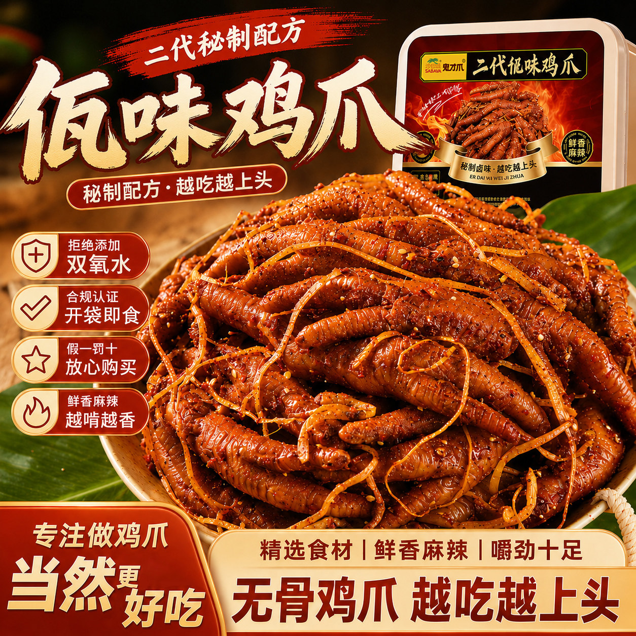 佤味大鸡爪苤菜根网红凤爪休闲零食开袋即食云南鸡脚麻辣好吃夜宵图片