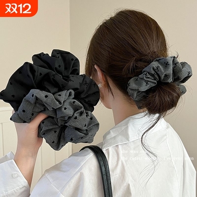 气质波点蝴蝶结大肠发圈女丸子头发耐用橡皮筋发绳高弹力头绳发饰